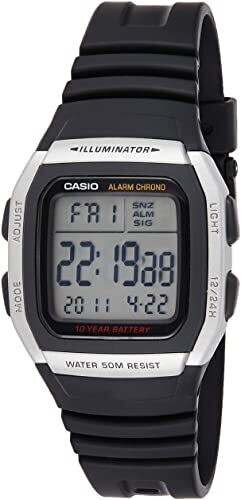 reloj hombre digital Casio W-96H-1AV alarma múltiple 10 años batería cronómetro 50m water resist