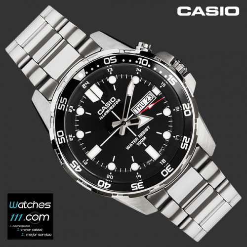 Reloj hombre deportivo Casio MTD-1079d-1A correa acero dial negro