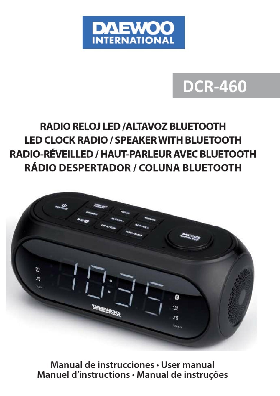RADIO RELOJ DAEWOO DCR-460 BLUETOOTH + USB FM Pantalla LED Alarma Dual