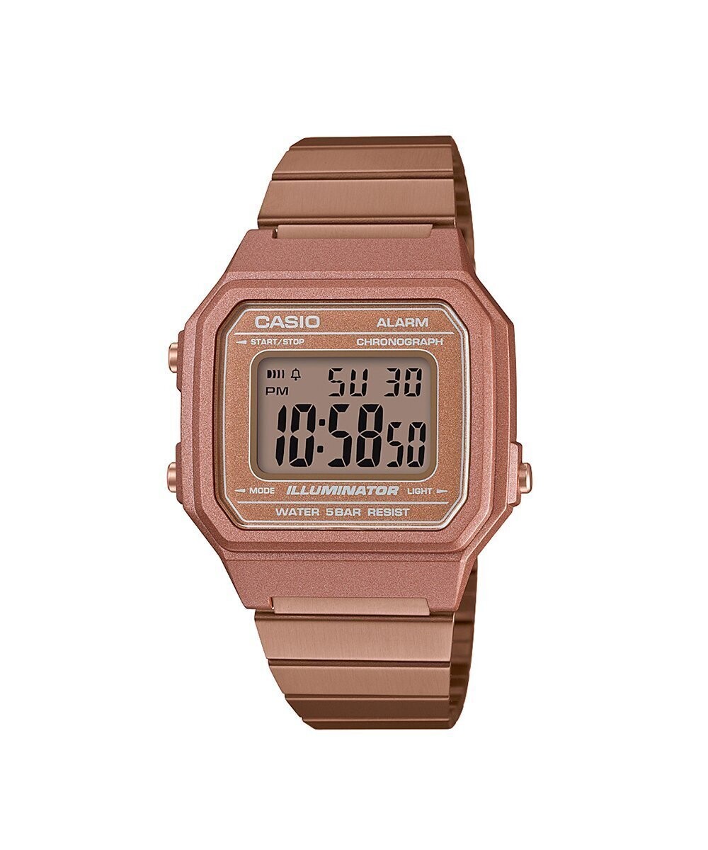 reloj Casio unisex B650WC-5A clásico retro vintage bronce - alarma - luz led