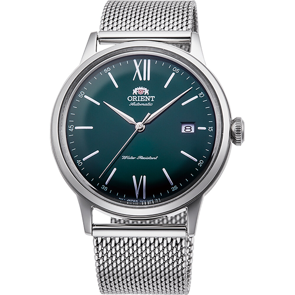 reloj automático hombre Orient Bambino Maestro RA-AC0018E dial verde 40.5mm correa acero malla (admite cuerda manual)