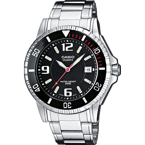 reloj de buceo hombre Casio MTD-1053D-1A dial negro correa acero 200m water resist
