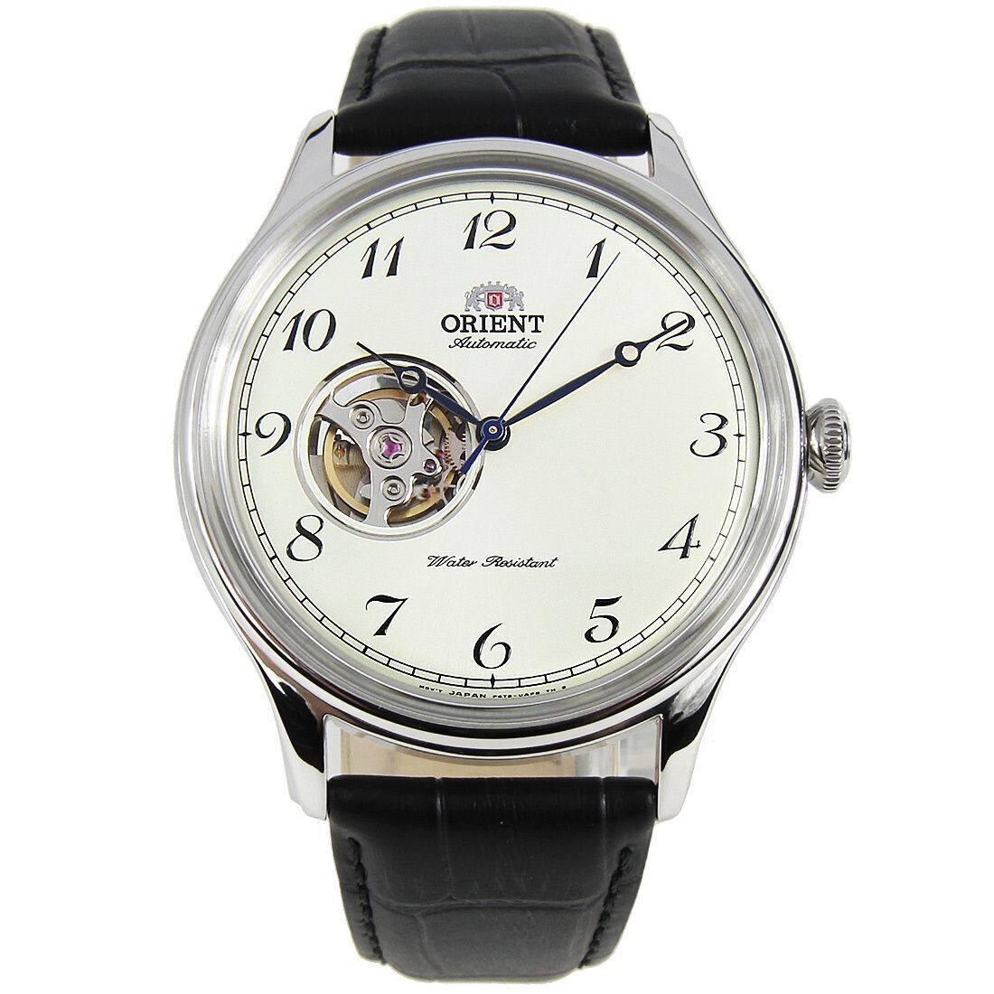 reloj automático hombre Orient RA-AG0014S Open heart dial blanco 43mm correa cuero (admite cuerda manual)