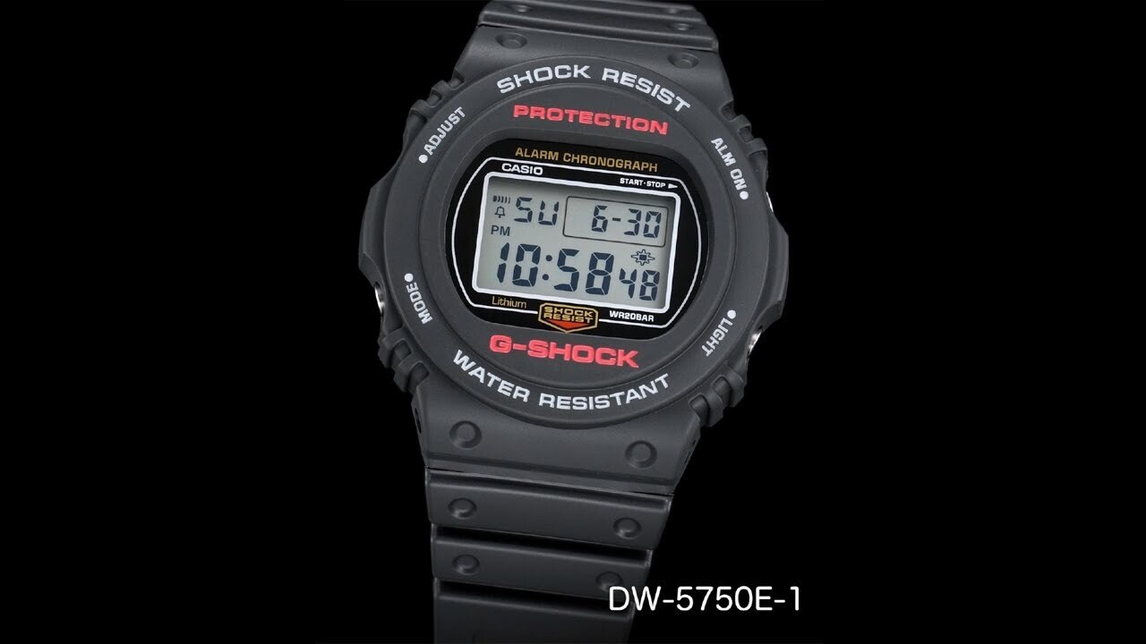 reloj deportivo hombre Casio G-Shock DW-5750E-1 Pantalla Electroluminiscente LED - Resistente a golpes -200m water resist