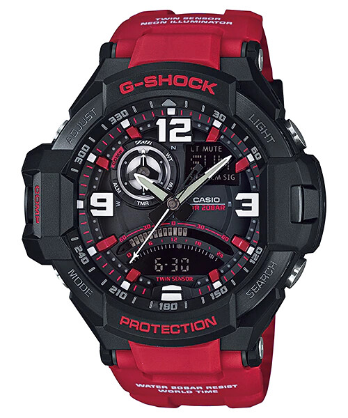 reloj deportivo aviador hombre Casio G-Shock GA-1000-4B Gravity Master Hora Mundial Luz Led Neo-Brite Brújula Digital