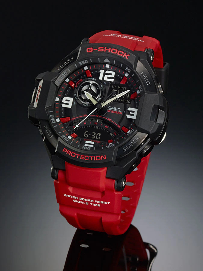 reloj deportivo aviador hombre Casio G-Shock GA-1000-4B Gravity Master Hora  Mundial Luz Led Neo-Brite Brújula Digital