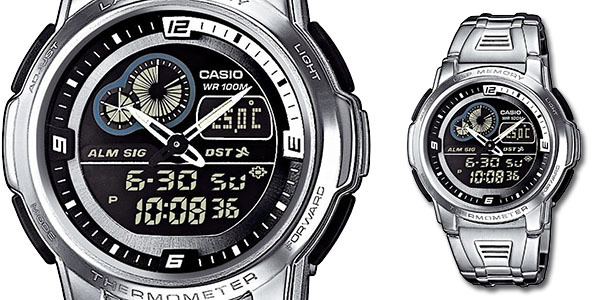 reloj deportivo hombre Casio AQF-102WD-1B Termómetro Hora Mundial Lap  Memory Cronómetro