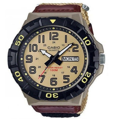 Casio MRW-210HB-5BV men's outdoor sports watch korea leather and fabric 100m water resistant