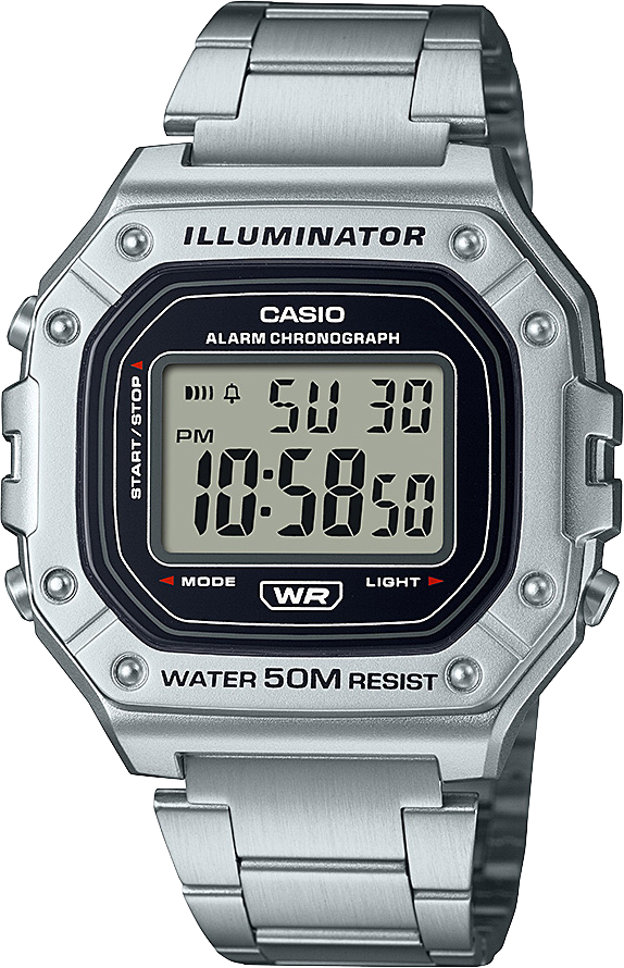 Reloj deportivo hombre Casio W218HD-1AV Cronómetro Luz LED correa acero 50m Water Resist