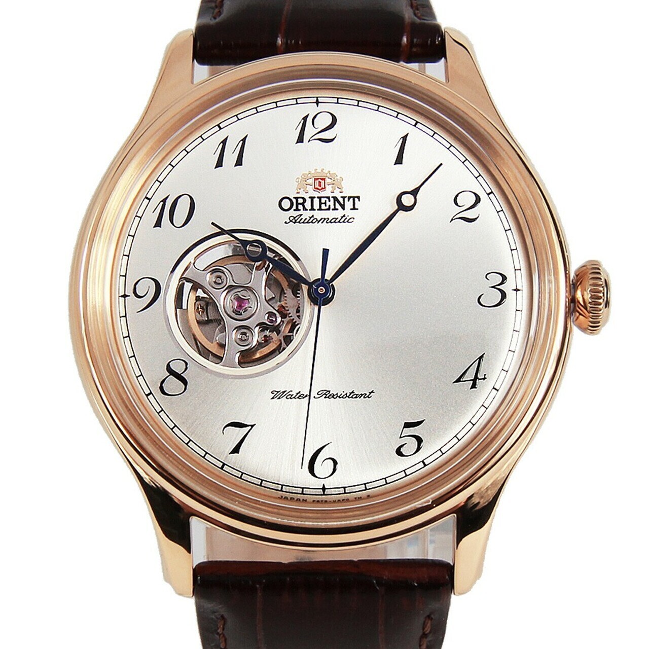 Orient Envoy RA-AG0012S v2 automatic men's watch silver dial 40,5mm leather band 50m water resist hand-hacking self-winding leather band