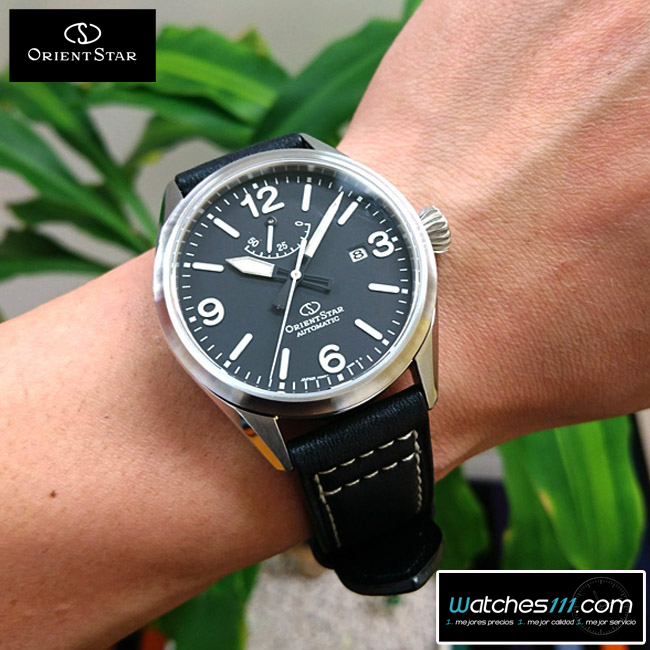 reloj automático hombre Orient Star Outdoor RE-AU0203B dial negro 41mm  Cristal Zafiro correa de cuero 100m resistente al agua