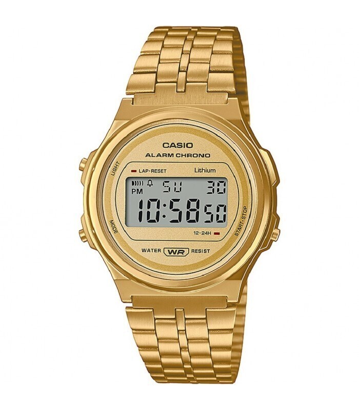reloj digital retro unisex Casio A171WEG-9A dorado Vintage alarma cronómetro resistente al agua