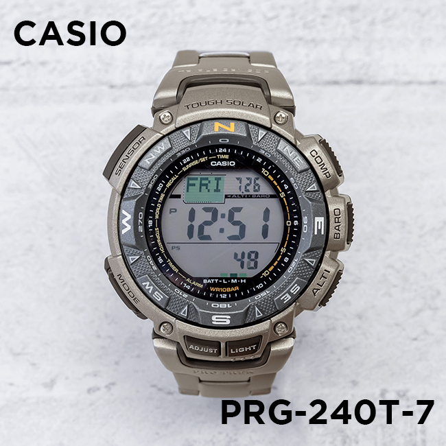 reloj deportivo hombre Solar Casio PRO TREK PRG-240T-7 Titanium Brújula  Barómetro Altímetro Termómetro Iluminador Automático Hora Mundial