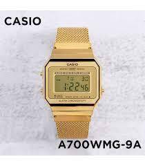 reloj unisex Casio A700EMG-9A retro vintage dorado alarma cronómetro luz LED