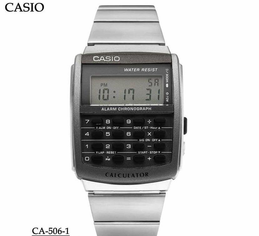 reloj clásico retro Casio CA-506-1 Calculadora correa de acero alarma Luz  Led water resist
