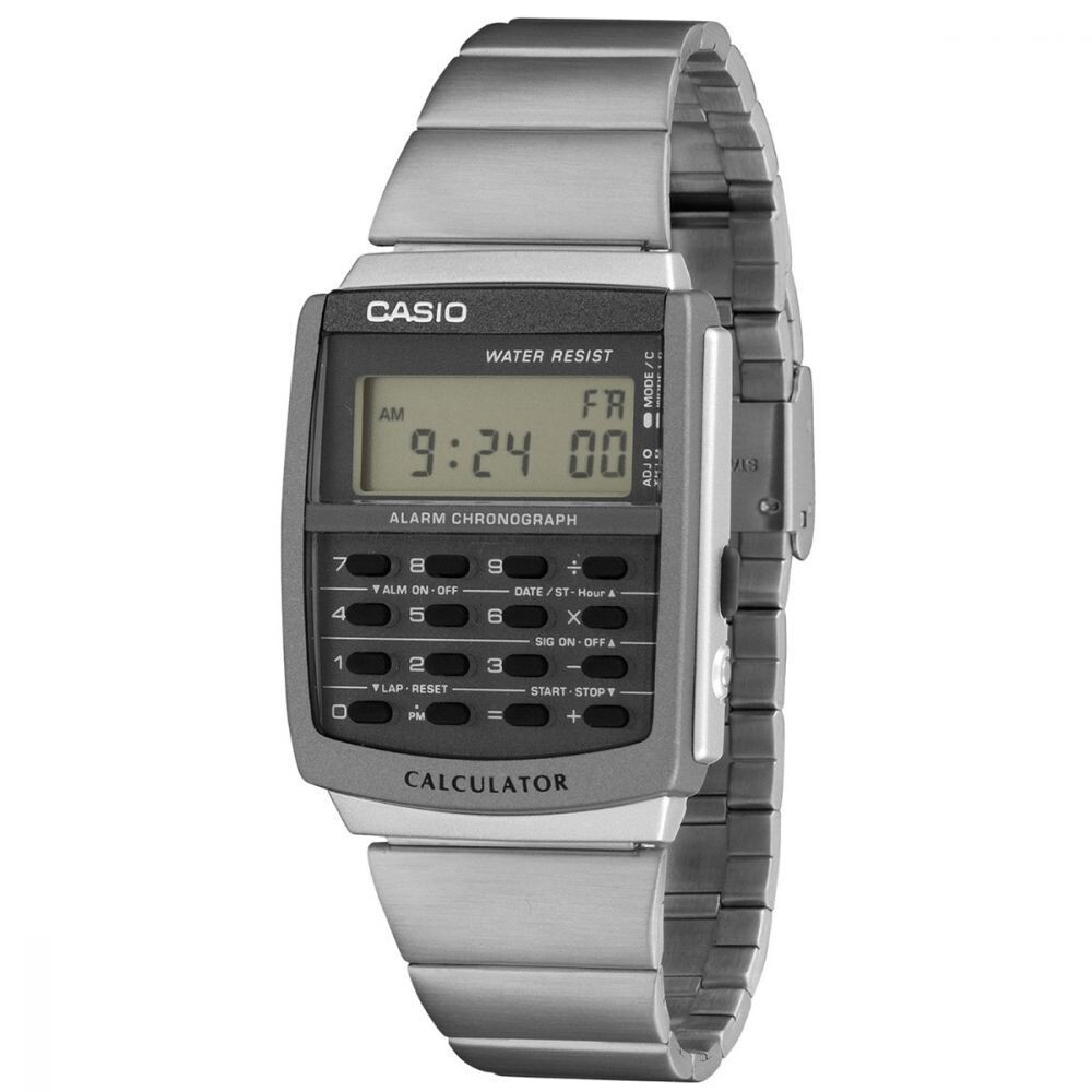 reloj clásico retro Casio CA-506-1 Calculadora correa de acero alarma Luz Led water resist