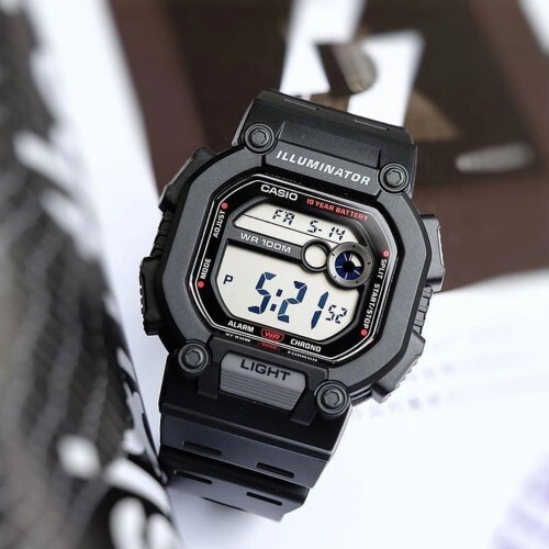 Reloj deportivo hombre Casio W737H-1A Luz LED 10 años batería Hora Dual  100m Water Resist