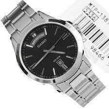 reloj clásico hombre CASIO Enticer MTP-1381D-1A dial negro 40mm correa de acero 50m resistente al agua Día - Fecha