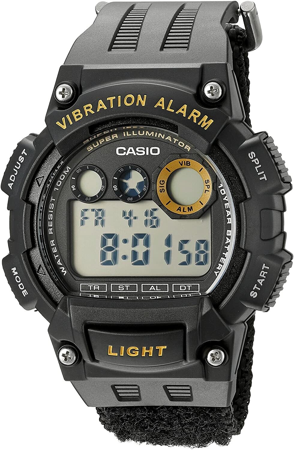 Reloj deportivo hombre Casio W-735HB-1AV Alarma Vibración Superiluminador 10 años batería 100m Water Resist