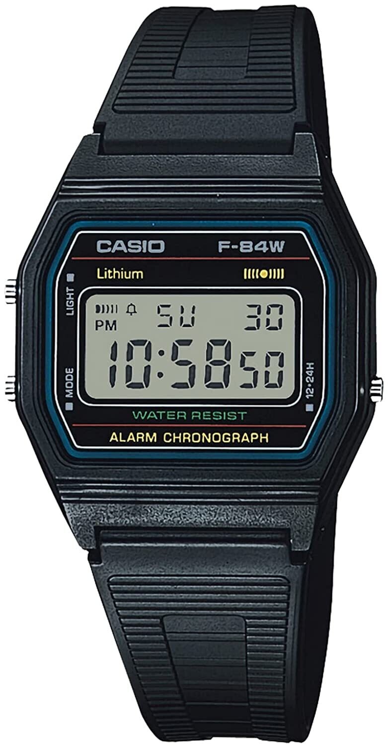 classic unisex digital watch Casio F-84W-1QJH version JDM Japanese Domestic Market Casio Collectors Alarm Chronograph Light Rubber strap