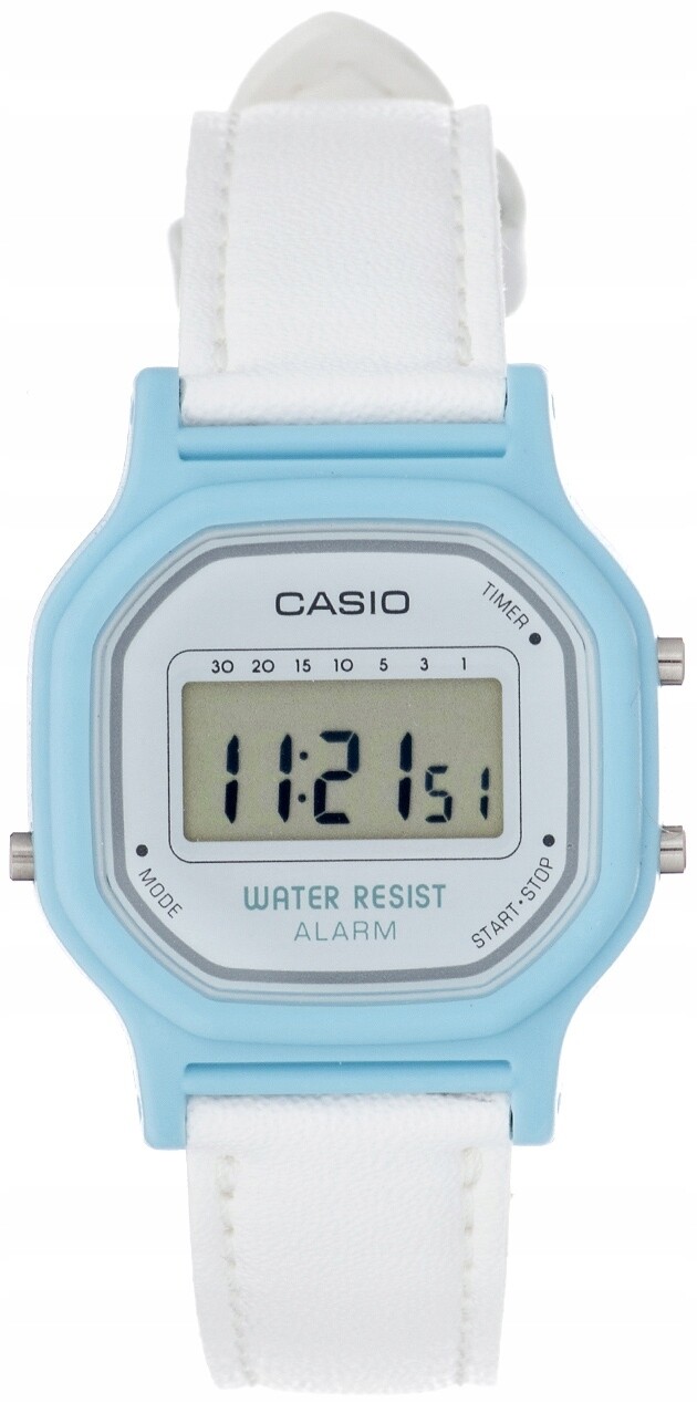Reloj Casio LA-11WL-2A mujer digital correa de piel blanca resistente al agua
