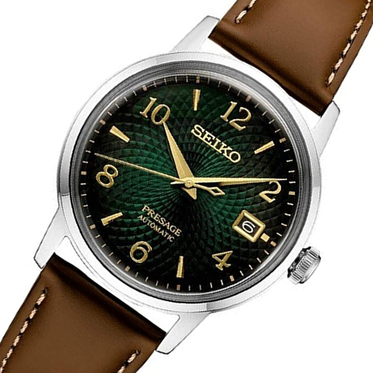 Seiko Presage SRPE45J1 Cocktail Green Mojito automatic men&#39;s watch 38.5mm green dial leather band 50m Water resist