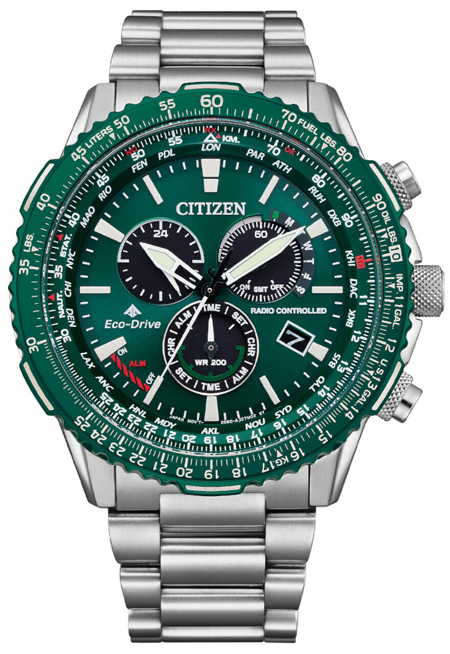 Citizen CB5004-59W Eco-Drive PCAT Promaster Radio Controlled Green Dial 45,9mm Sapphire glass 200m Water Resist Alarm men's watch