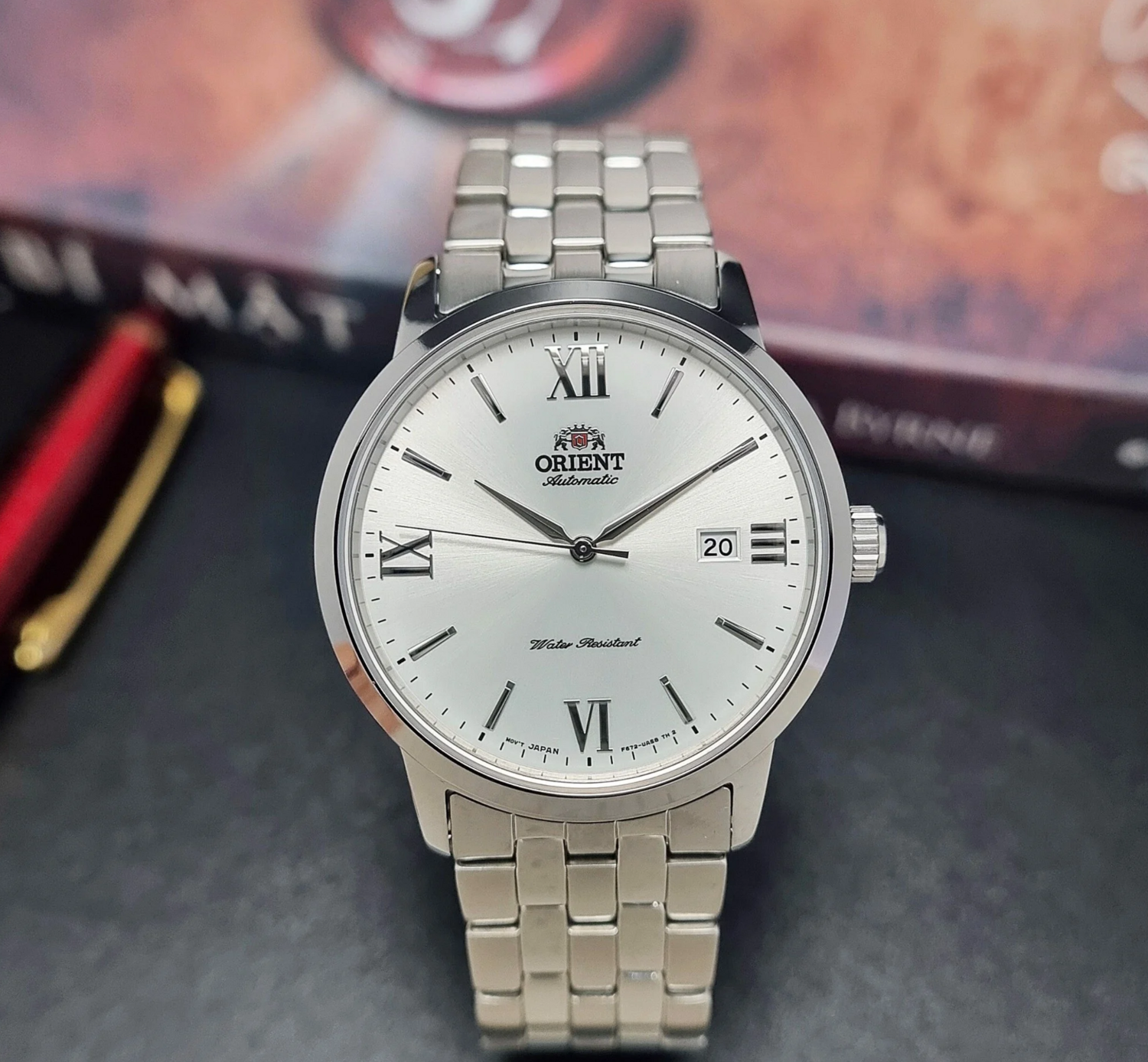 Orient Contemporary RA-AC0F10S automatic men&#39;s watch silver dial 41.6mm Sapphire glass stainless steel bracelet 50m water resist hand-hacking self-winding