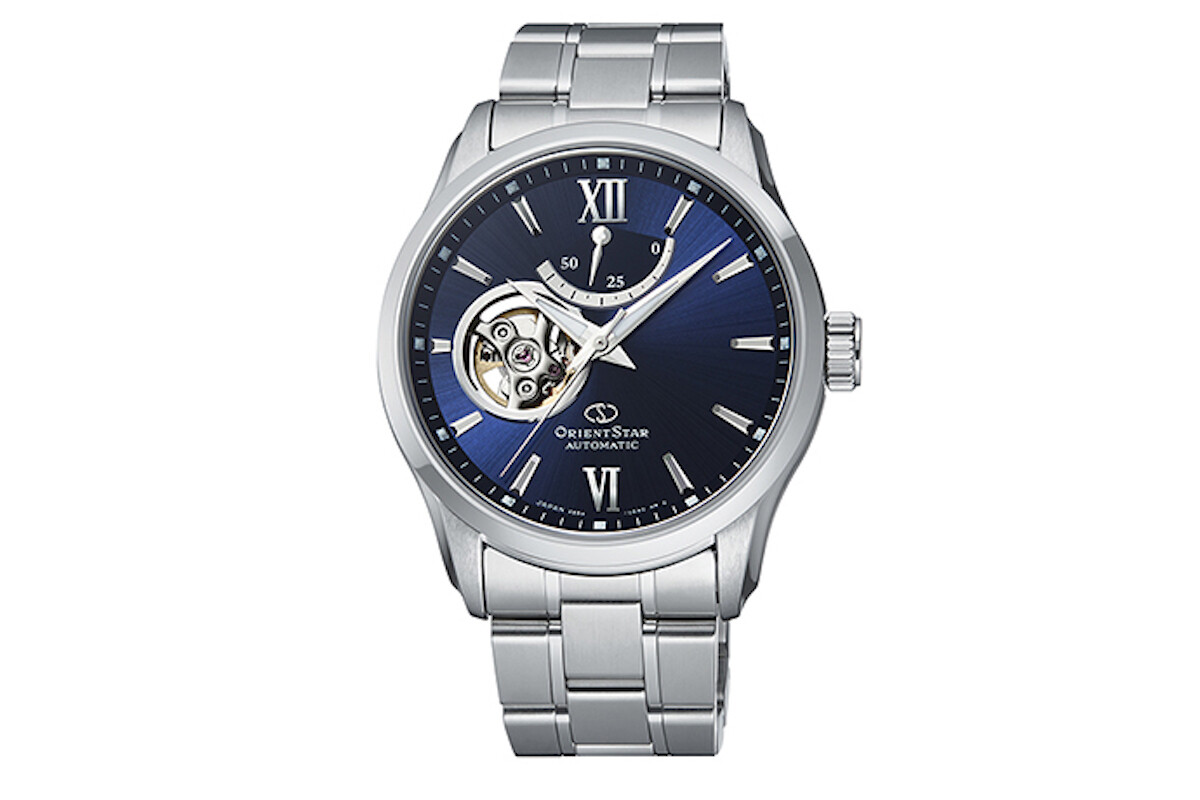 Orient Star RE-AT0001L automatic men's watch blue dial 39.3mm Sapphire glass anti-reflective stainless steel bracelet 100m Water resist