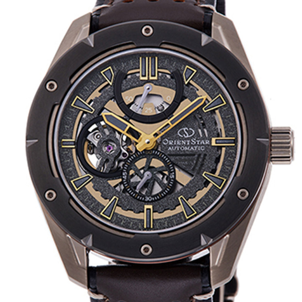 Reloj automático hombre Orient Star Avant-garde Skeleton RE-AV0A04B dial negro 42.6mm Cristal de Zafiro anti-reflejos correa de cuero 100m Reserva de marcha 50 horas RE-AV0A04B00B