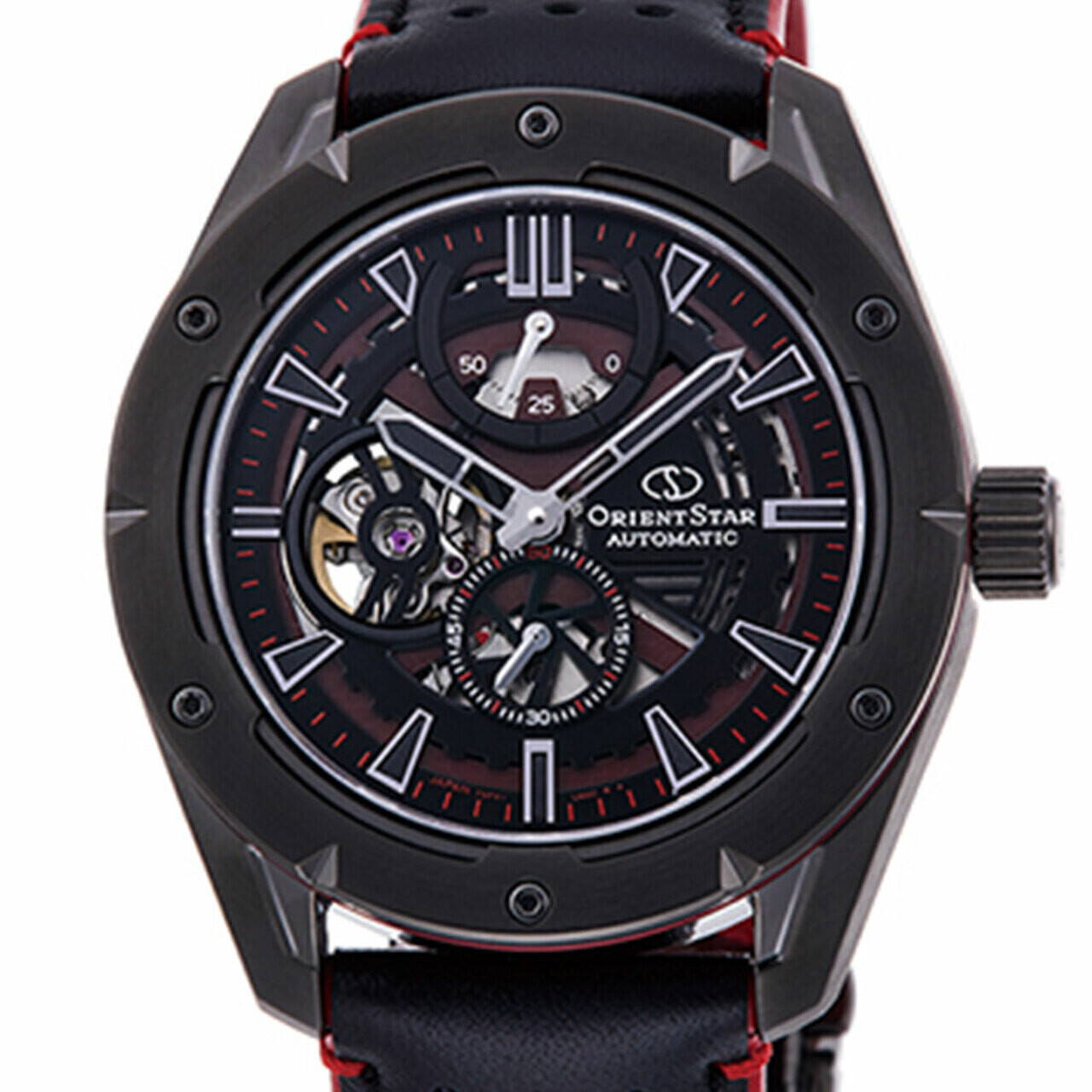 ​Reloj automático hombre Orient Star Avant-garde Skeleton RE-AV0A03B dial negro 42.6mm Cristal de Zafiro anti-reflejos correa de cuero 100m Reserva de marcha 50 horas