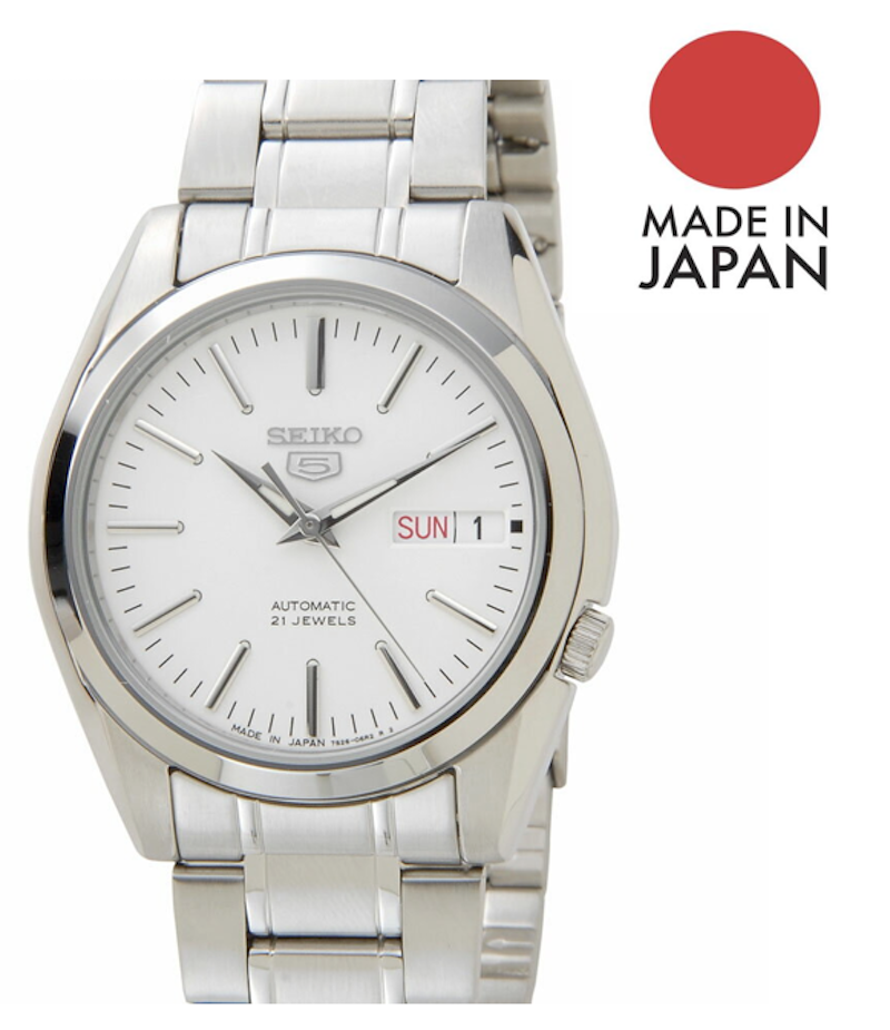 Reloj automático hombre Seiko 5 SNKL41J1 MADE IN JAPAN 37mm dial blanco  correa de acero