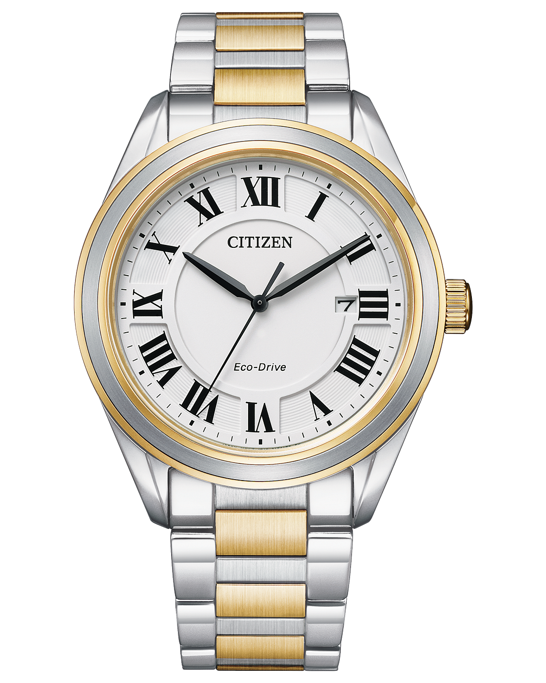 reloj hombre clásico Citizen Eco-Drive Arezzo AW1694-50A 40mm dial blanco Cristal de Zafiro correa de acero 50m WR Movimiento Ecodrive (funciona con energía solar o luz)