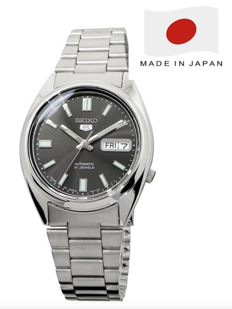 Seiko SNXS79J1 MADE IN JAPAN Seiko 5 grey dial 37mm automatic men's watch stainless steel bracelet