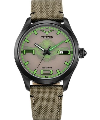 Citizen Ecodrive Men&#39;s Yoda Star War Watch BM6839-06W 42mm men’s watch nylon band 100m water resist Ecodrive movement (solar / light powered)