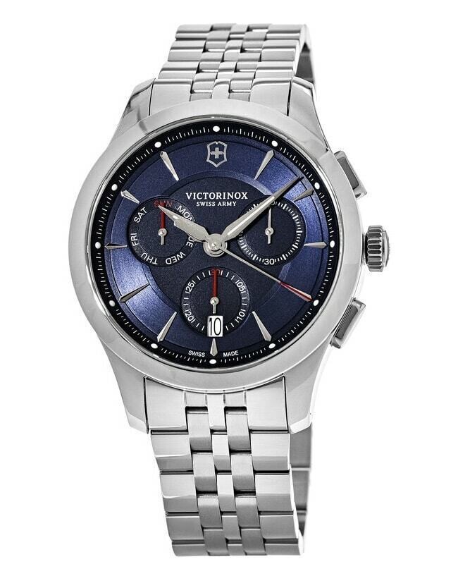 Victorinox Swiss Army 241746 Alliance 44mm Blue Chronograph Sapphire cristal sports quartz Dial Men's Watch stainless steel bracelet SWISS MADE