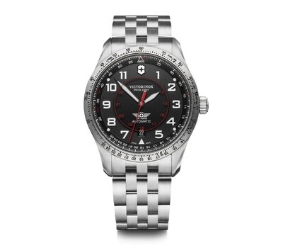 Victorinox AirBoss Mechanical  241888 42mm Stainless Steel Black Dial automatic Aviator Men's Watch 100m WR SWISS MADE
