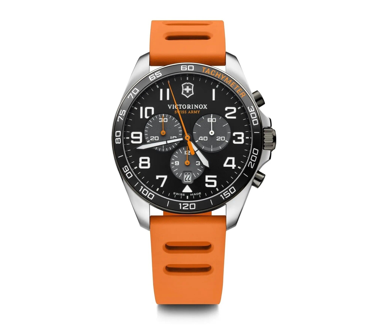 Reloj Victorinox Swiss Army 241893 Fieldforce Sport Cristal de zafiro 42mm Negro Reloj deportivo de cuarzo Cronógrafo banda de goma SWISS MADE