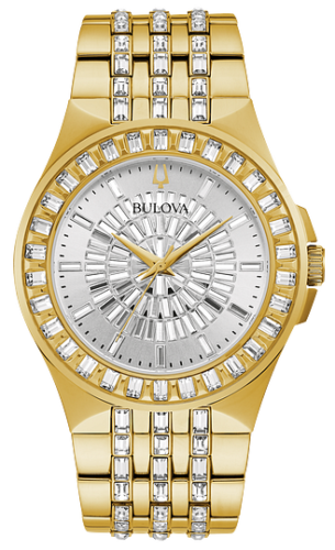 reloj hombre Bulova Phantom Dress 98A239  42mm 156 Crystals Steel Silver Dial cuarzo Men's Watch 30m WR