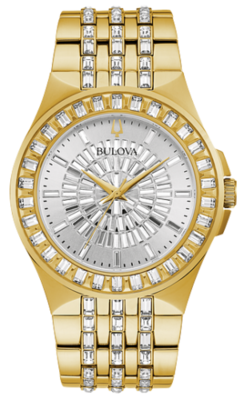 Bulova Phantom Dress 98A239  42mm 156 Crystals Steel Silver Dial quartz Men&#39;s Watch 30m WR