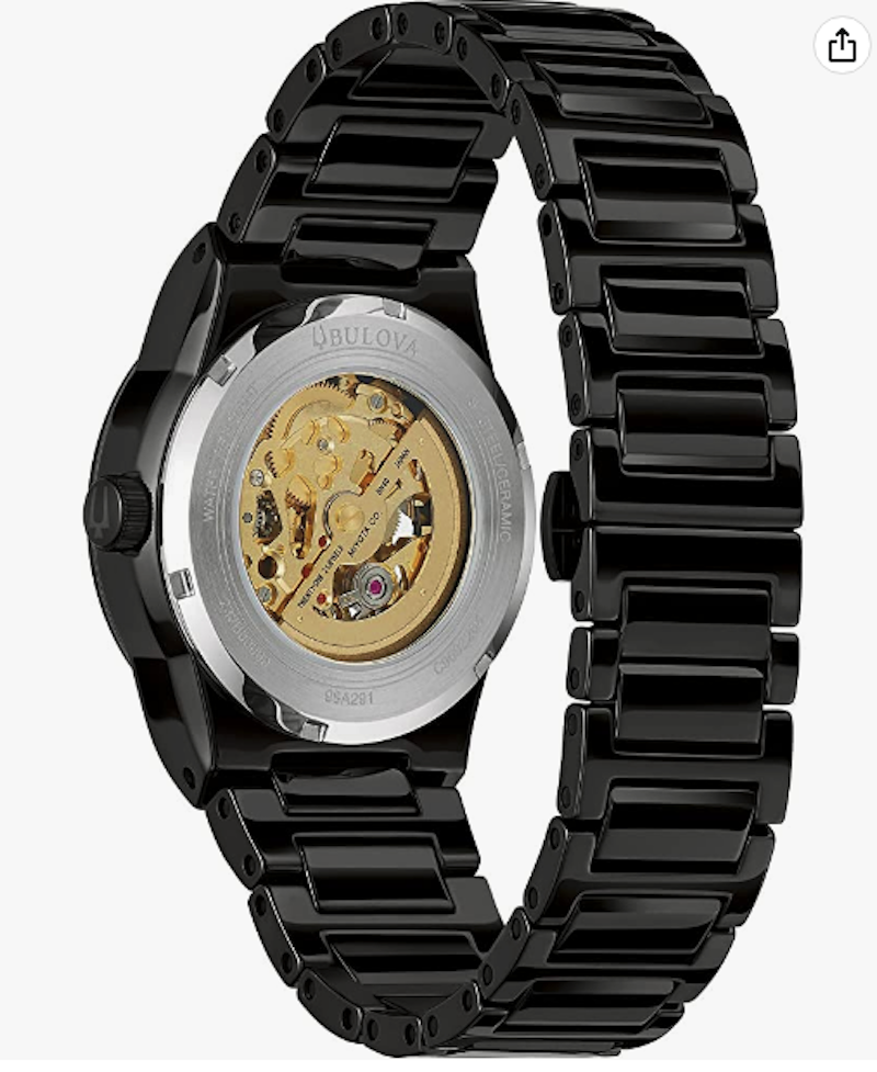 Bulova Men s Watch 98A291 Millennia Automatic Skeleton Gold Black Dial Ceramic 40mm 100m Water Resist automatic