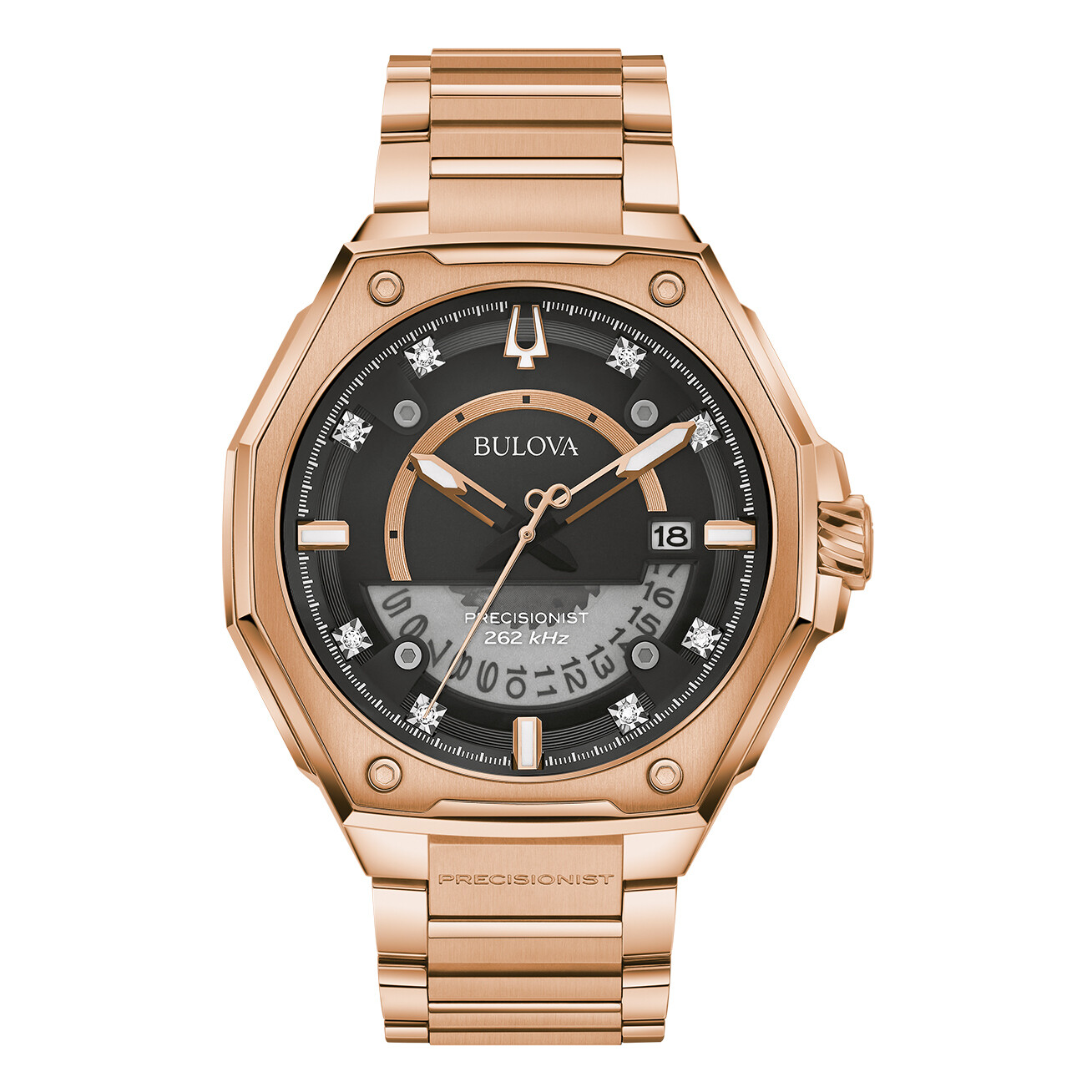 reloj hombre Bulova Preciosionist Diamonds 97D129 47mm Cristal de Zafiro Cuarzo 100m WR Agujas Luminosas