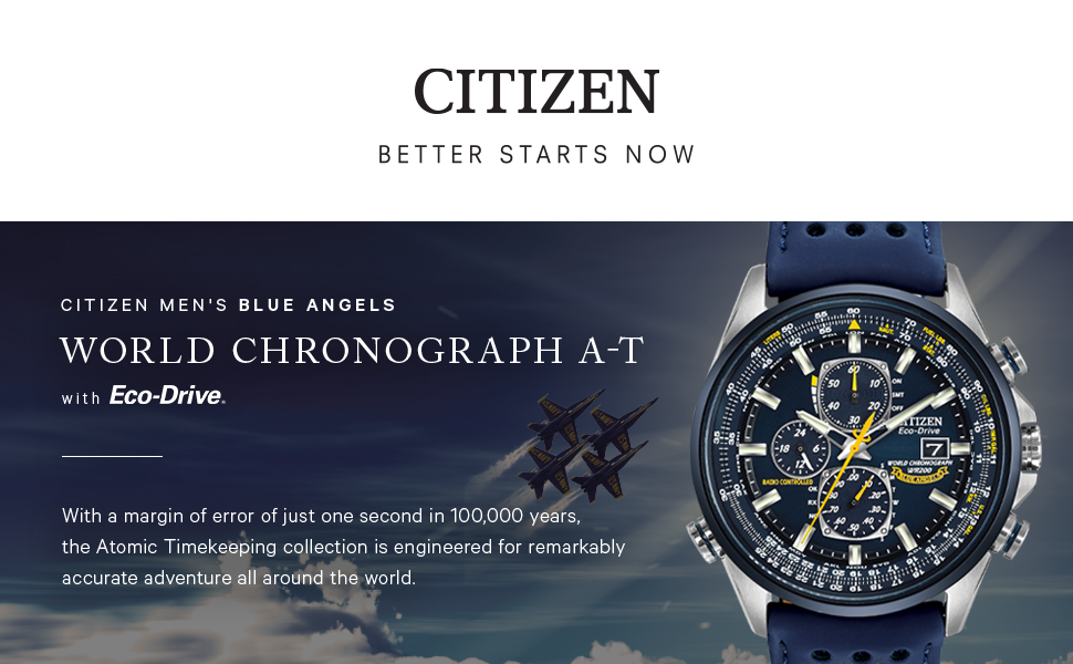 Citizen Relojes para hombre AT8020-03L Eco-Drive Blue Angels World  Cronógrafo AT Reloj Acero Inoxidable/Azul Talla única, Cronógrafo