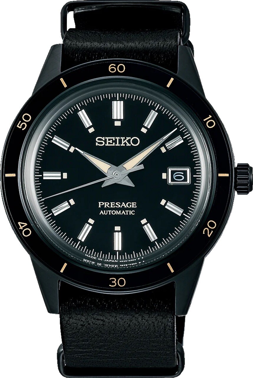 Seiko Presage SRPH95J1 40.8mm Style 60's Japan Made 50m WR Automatic men's watch Luminous Hands and Markers leather band