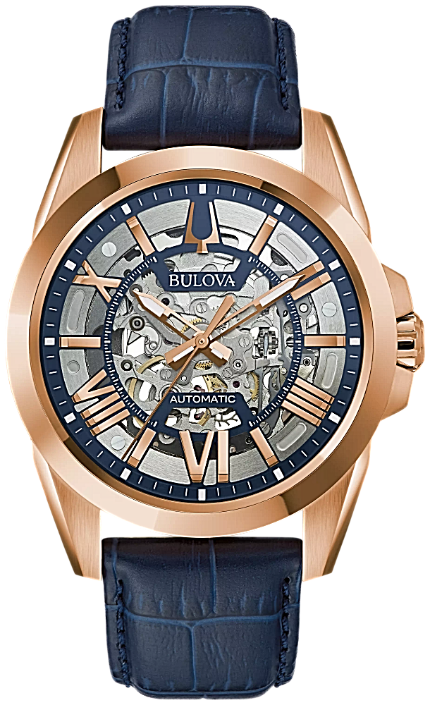 Bulova Sutton 97A161 43mm silver dial automatic men’s watch leather band 100m water resist