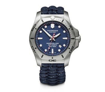 Victorinox Professional Diver INOX 241843 45MM ANTI-MAGNETIC Paracord Style Stainless Steel Blue Dial 200M WR quartz divers Men's Watch SWISS MADE