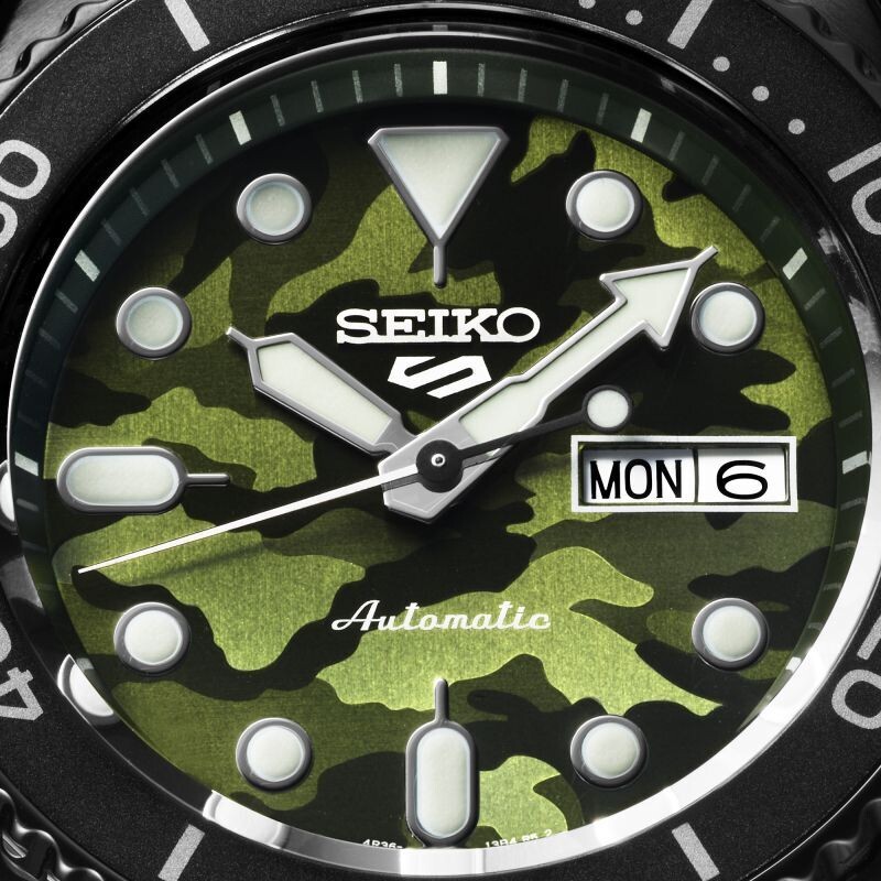 Reloj automático hombre SEIKO 5 SPORTS SRPJ37K1 Camouflage Street SKX Style Caliber 4R36  42.5MM 100M WR correa de tela