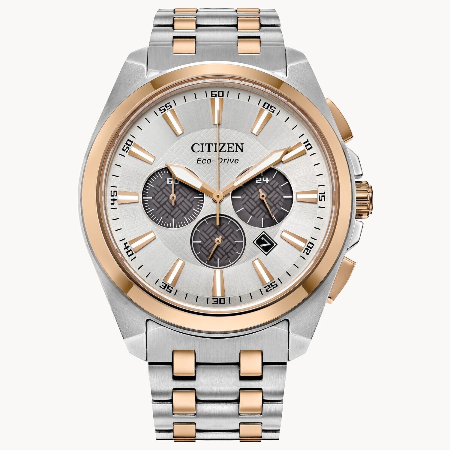 Citizen Eco-Drive Peyten CA4516-59A 41mm silver dial Sapphire glass 100m Water Resist stainless steel bracelet two-tone sport men’s watch Eco-drive movement (solar or light powered) Luminous hands and markers