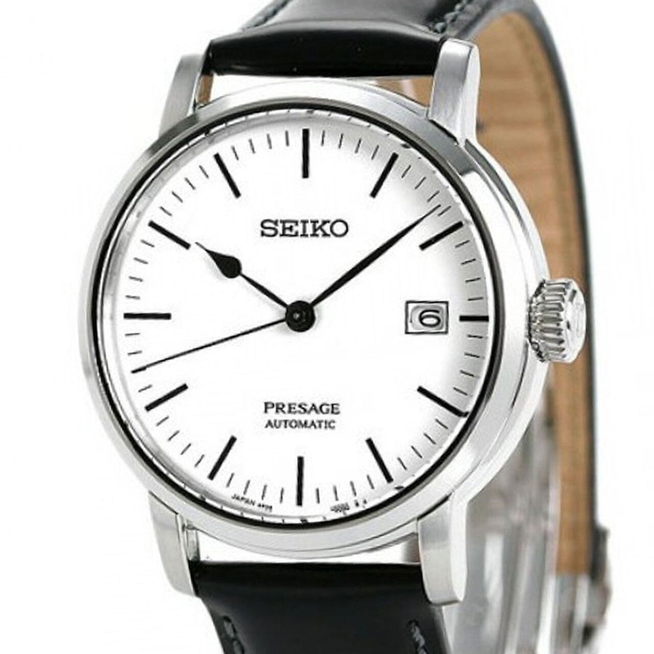 Seiko Presage Riki Watanabe SPB113J1 Automatic White Enamel 39.9mm dial Japan Made 100M automatic men's watch horse leather band Sapphire glass double curvature