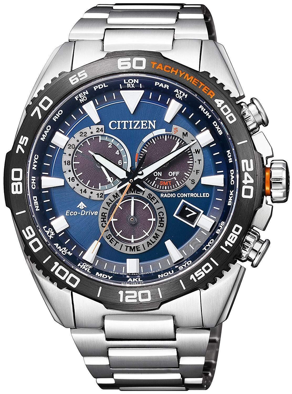 ​reloj deportivo hombre Citizen Promaster Land CB5034-82L Radio-Control Cristal de zafiro 44.6mm 200m WR correa de acero
